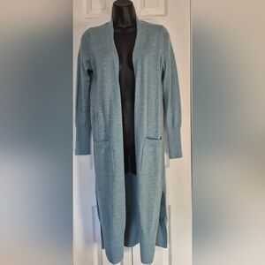 Womens Tahari Long Duster Merino Wool  Cardigan Sweater Size Small